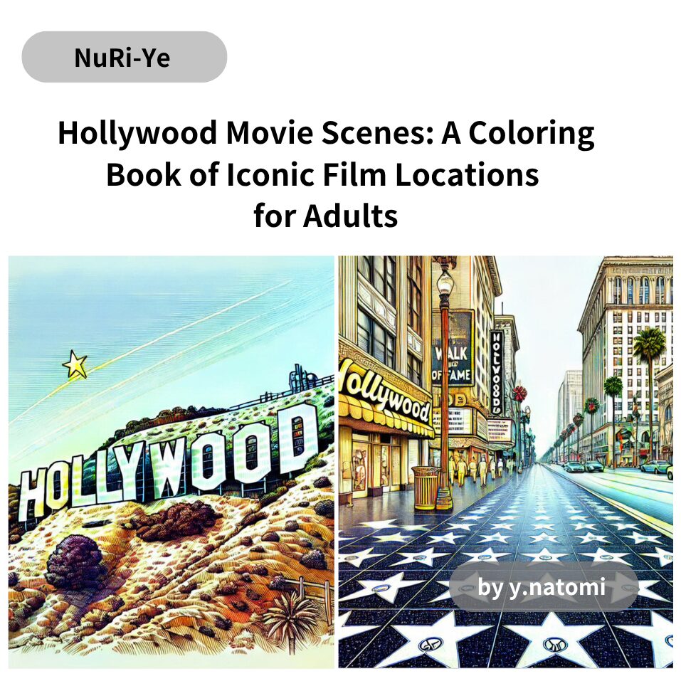 塗り絵ブックは98ページ（縦横各21cm）の両開き本です。観光名所24か所のテーマの塗り絵原本が下記構成で描かれています。

・偶数ページ：太い線で描かれた塗り絵下地
・奇数ページ：細い線で描かれた塗り絵下地
※各ページ裏面は印刷せず白紙です