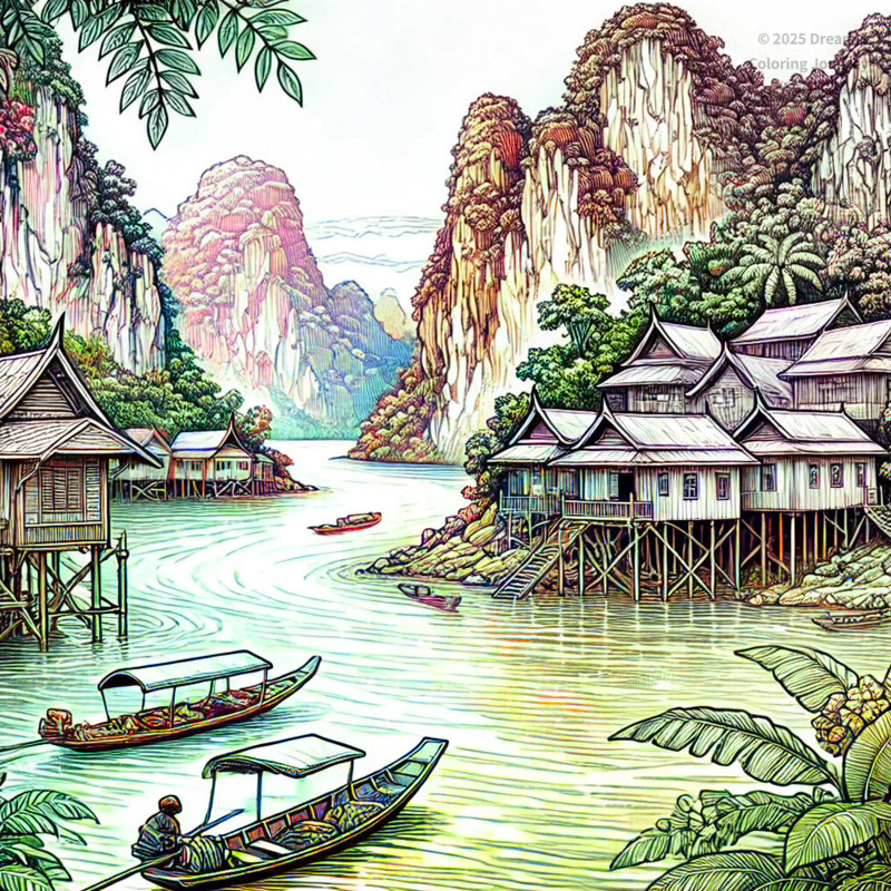 12. ナム・ウー川と村落の風景（ノーンキアウ）