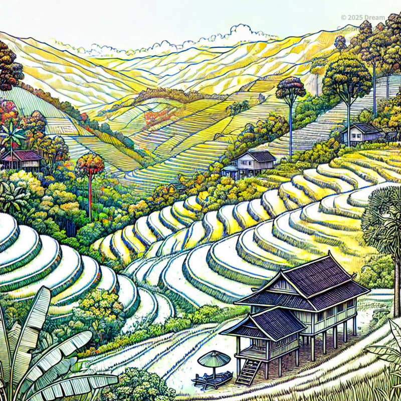 16. プークーン村の棚田風景