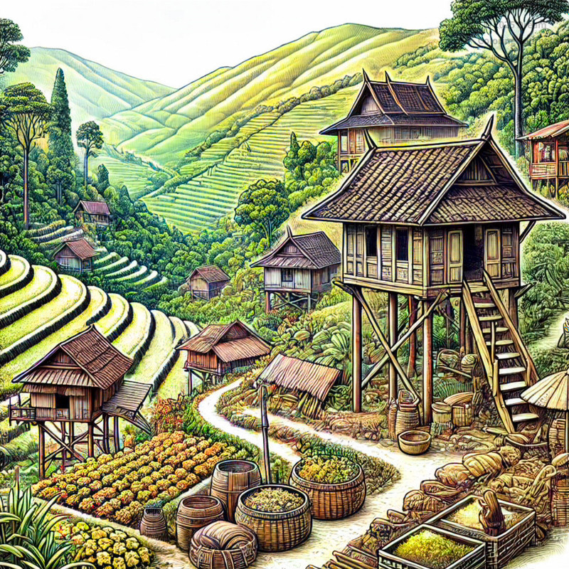 23. ラオス北部の少数民族の村落