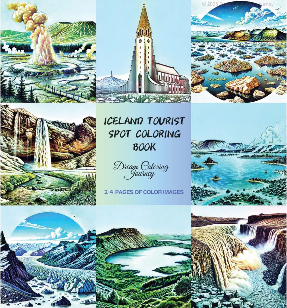 Iceland Tourist Spot Coloring Book