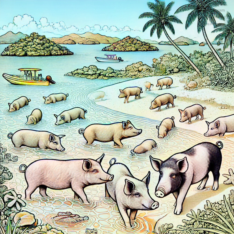 5. エグズーマ諸島（泳ぐブタ）