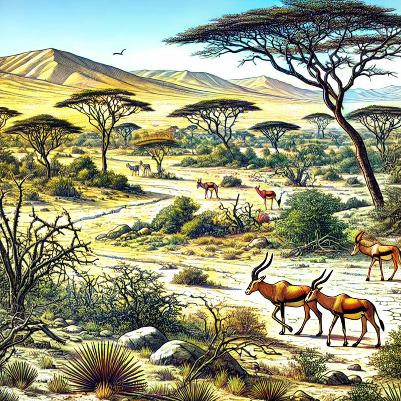 12. サンブル国立保護区の半乾燥サバンナの風景
