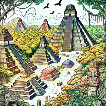 グアテマラの名所　塗り絵