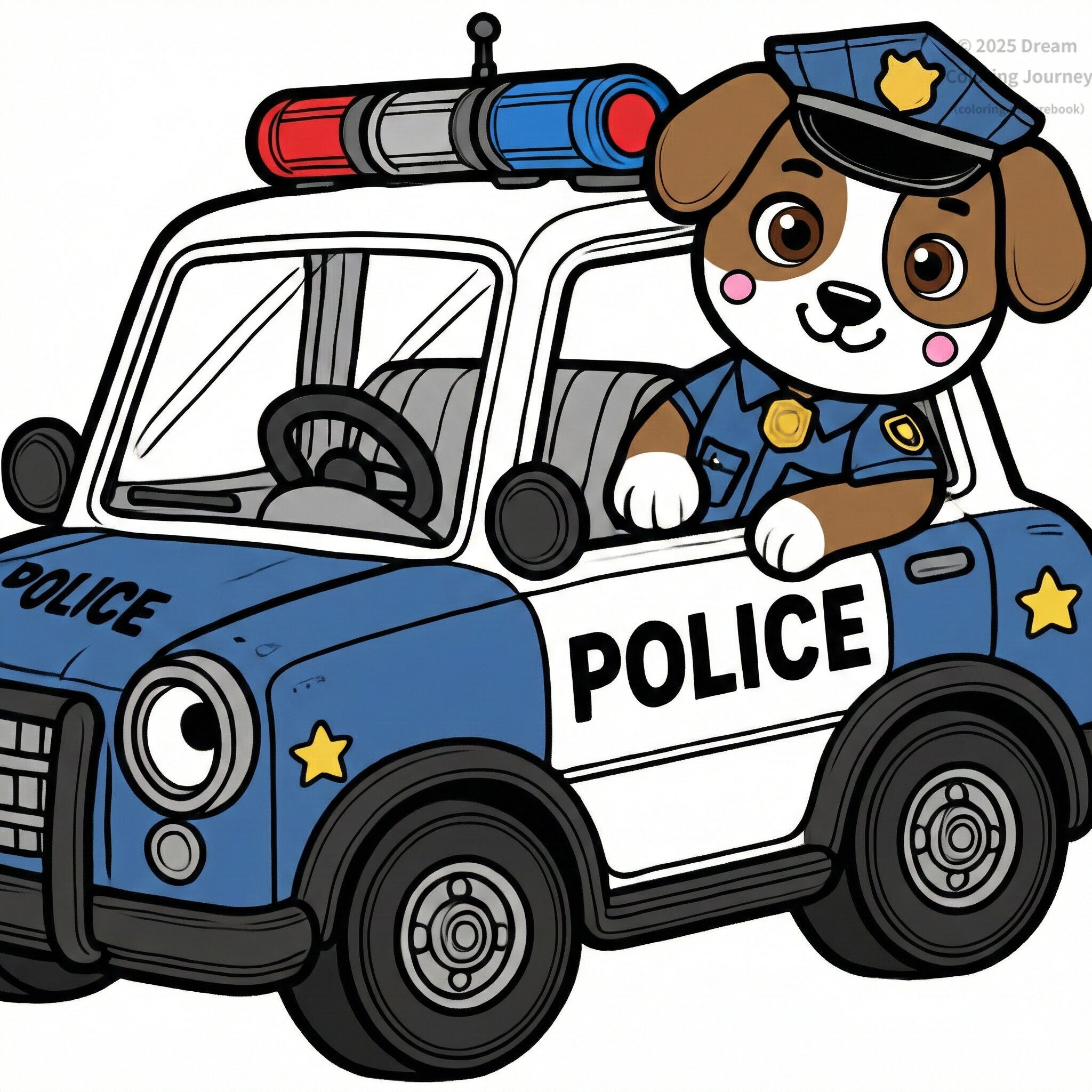1. パトカーとイヌの警察官