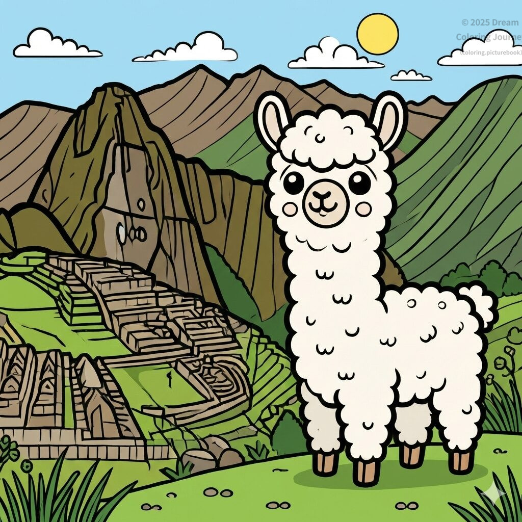 23. ペルー：マチュピチュ（山の遺跡）とアルパカ
