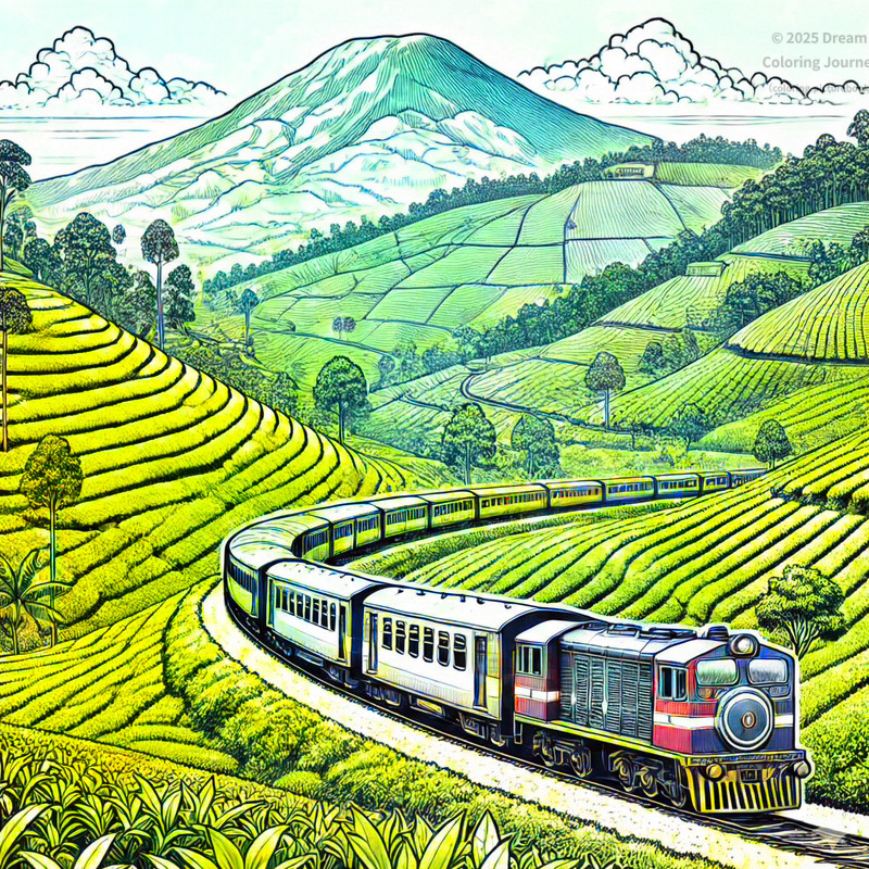 12. 高原列車（紅茶畑の中を走る青い列車）