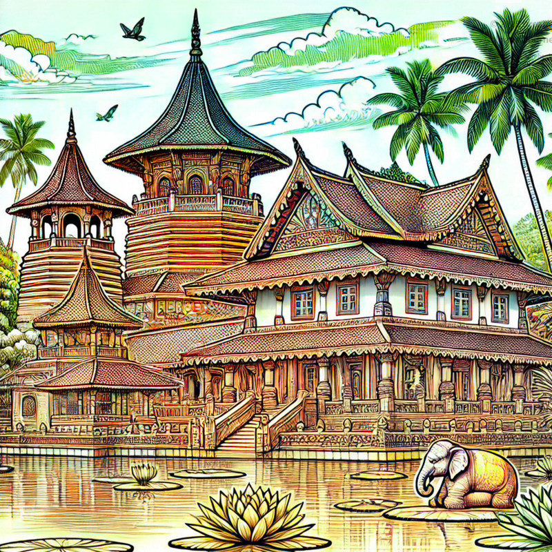 15. ガンガラマヤ寺院（コロンボの湖畔に佇む寺院）