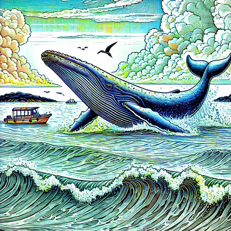 18. ミリッサのホエールウォッチング（海を泳ぐシロナガスクジラ）