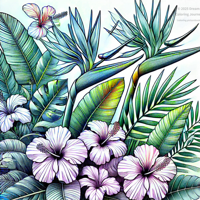 22. 熱帯の植物(ヘリコニアとハイビスカス)