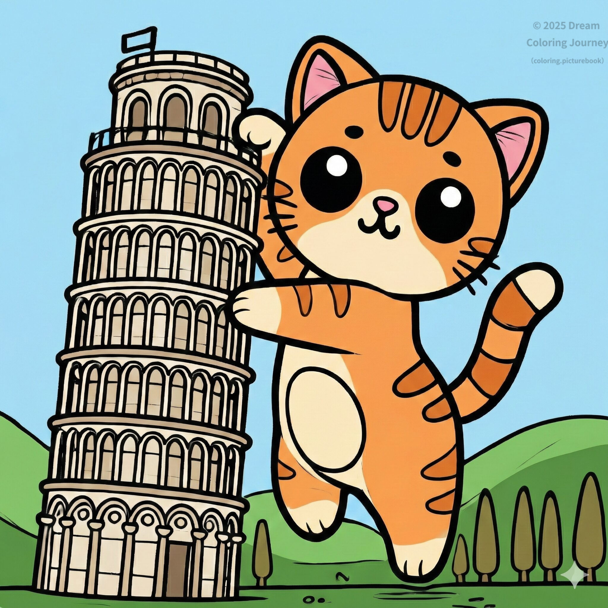 5. イタリア：ピサの斜塔を支えるネコ