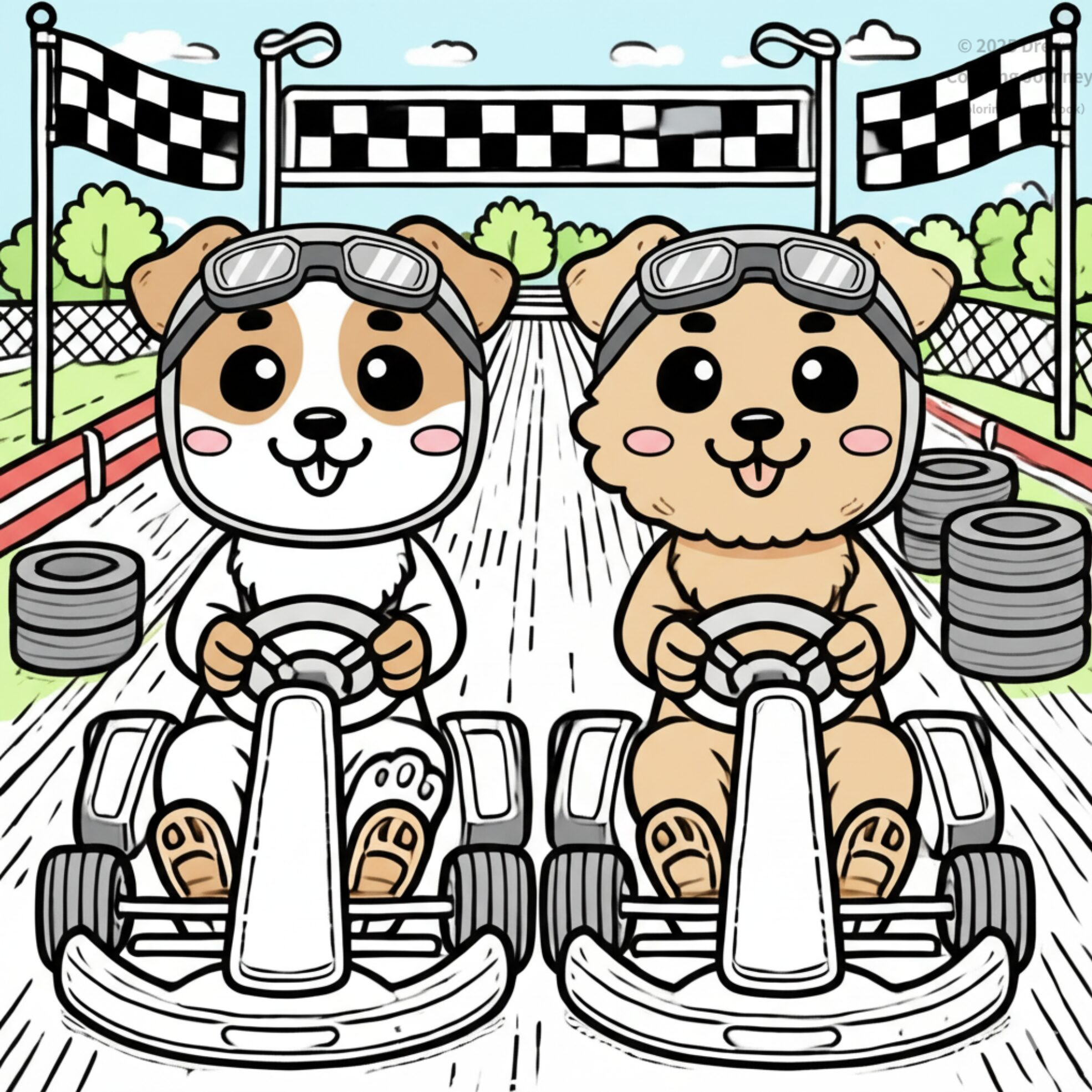 7. ゴーカートを運転するイヌの友達