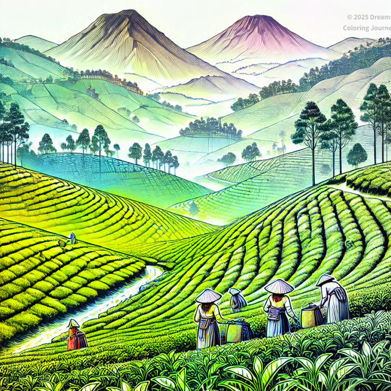 4. ヌワラエリヤの紅茶畑（見渡す限りの茶畑と茶摘みの風景）