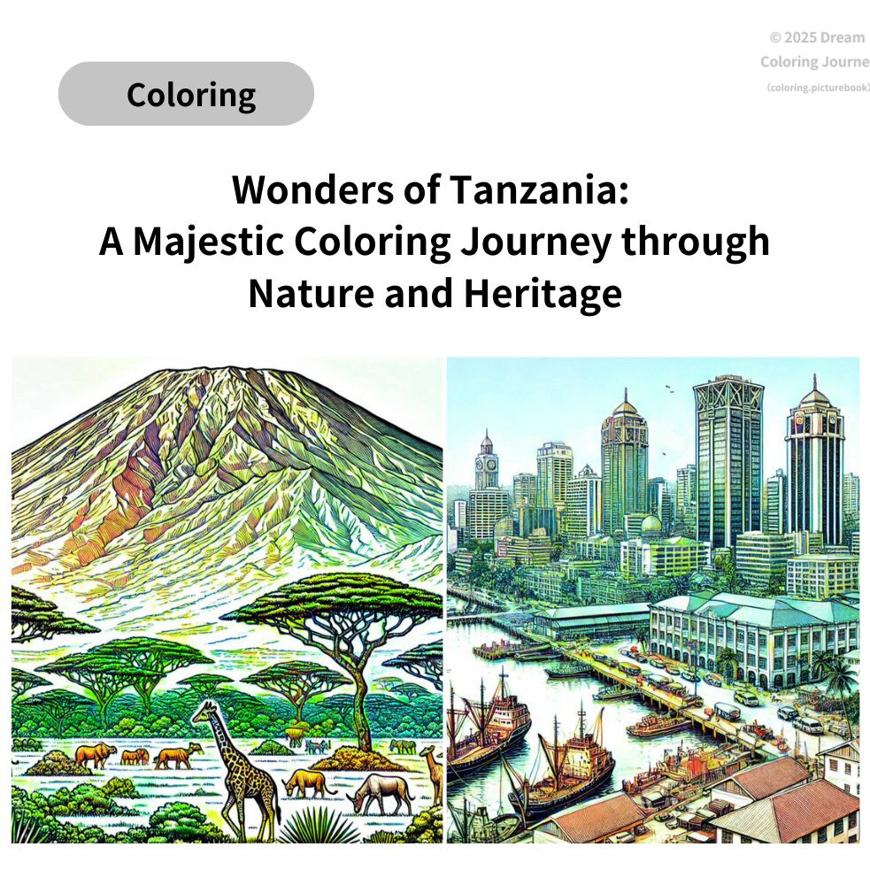 タンザニアの魅力：自然と遺産をめぐるぬり絵の旅
