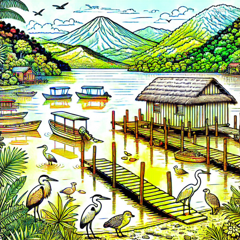13. ヨホア湖の湖畔風景と鳥