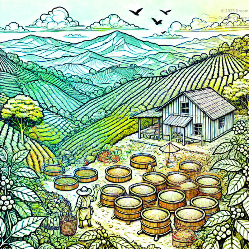22. 山のコーヒー農園の風景
