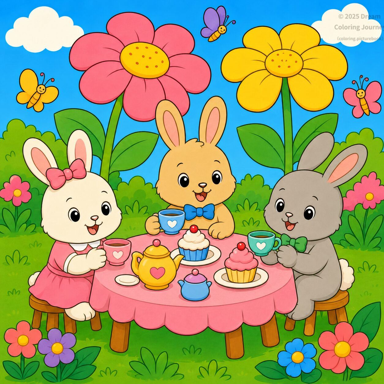 17. 大きな花の下で開くうさぎのお茶会