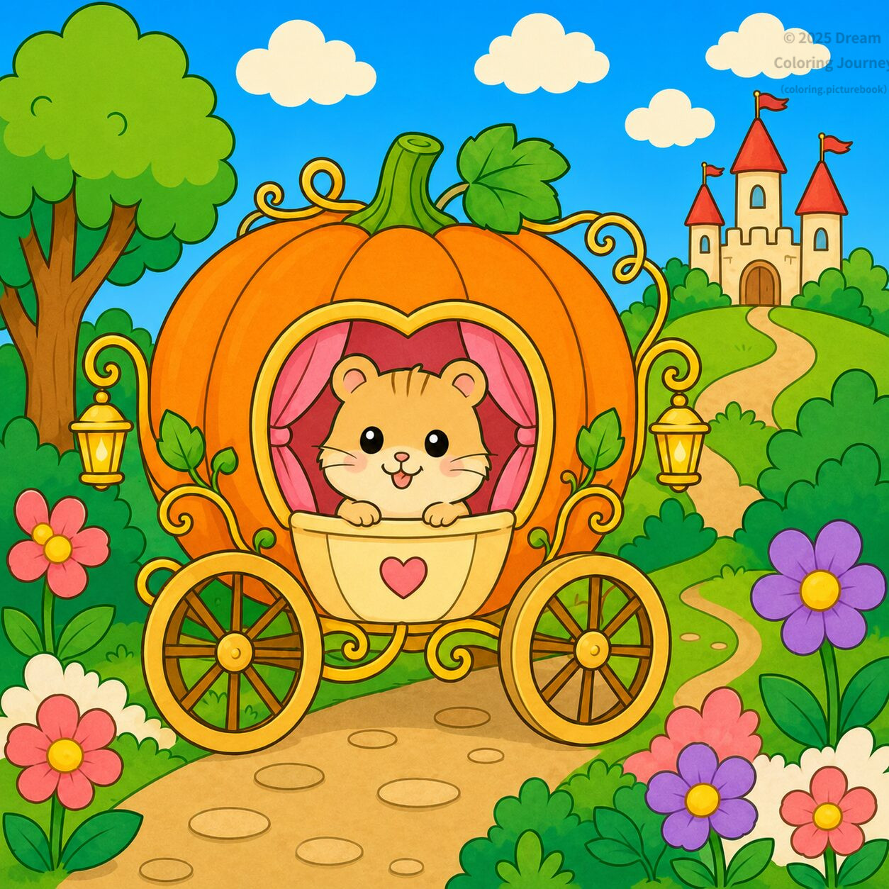 23. かぼちゃの馬車に乗る小さなハムスター