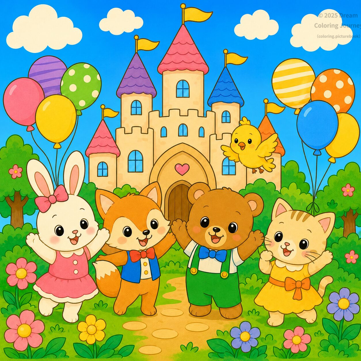 24. 妖精のお城でお祝いする動物たち