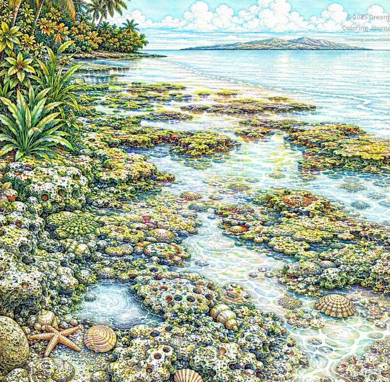 15. サンゴ礁の海辺風景