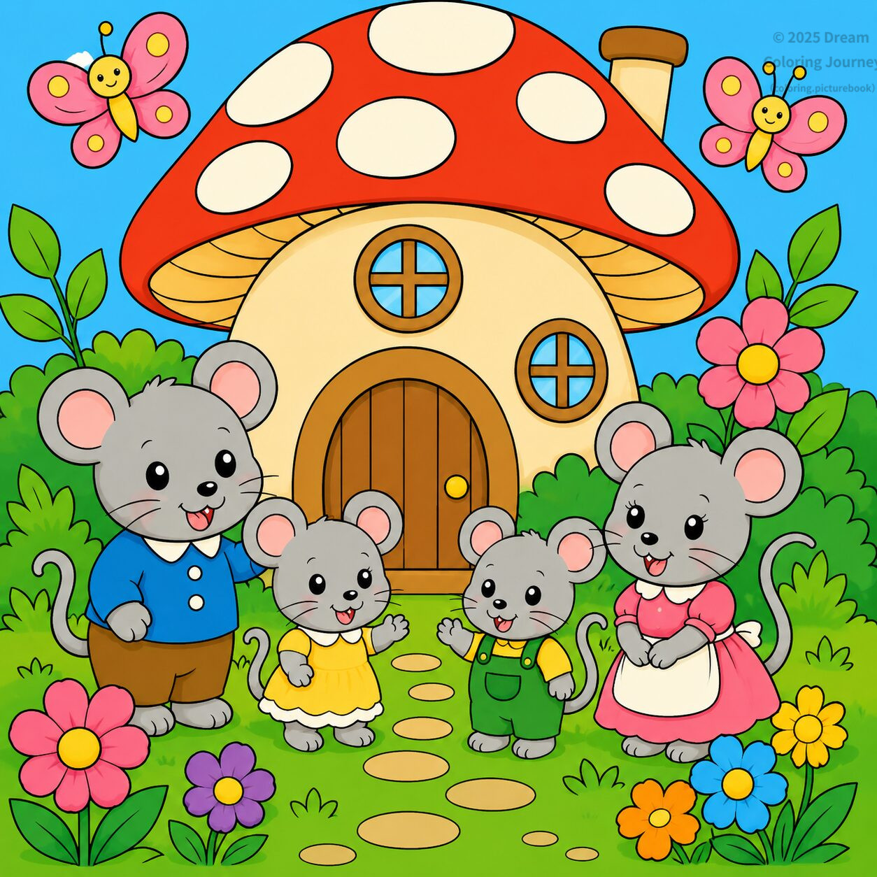 9. きのこの家に住むねずみの家族
